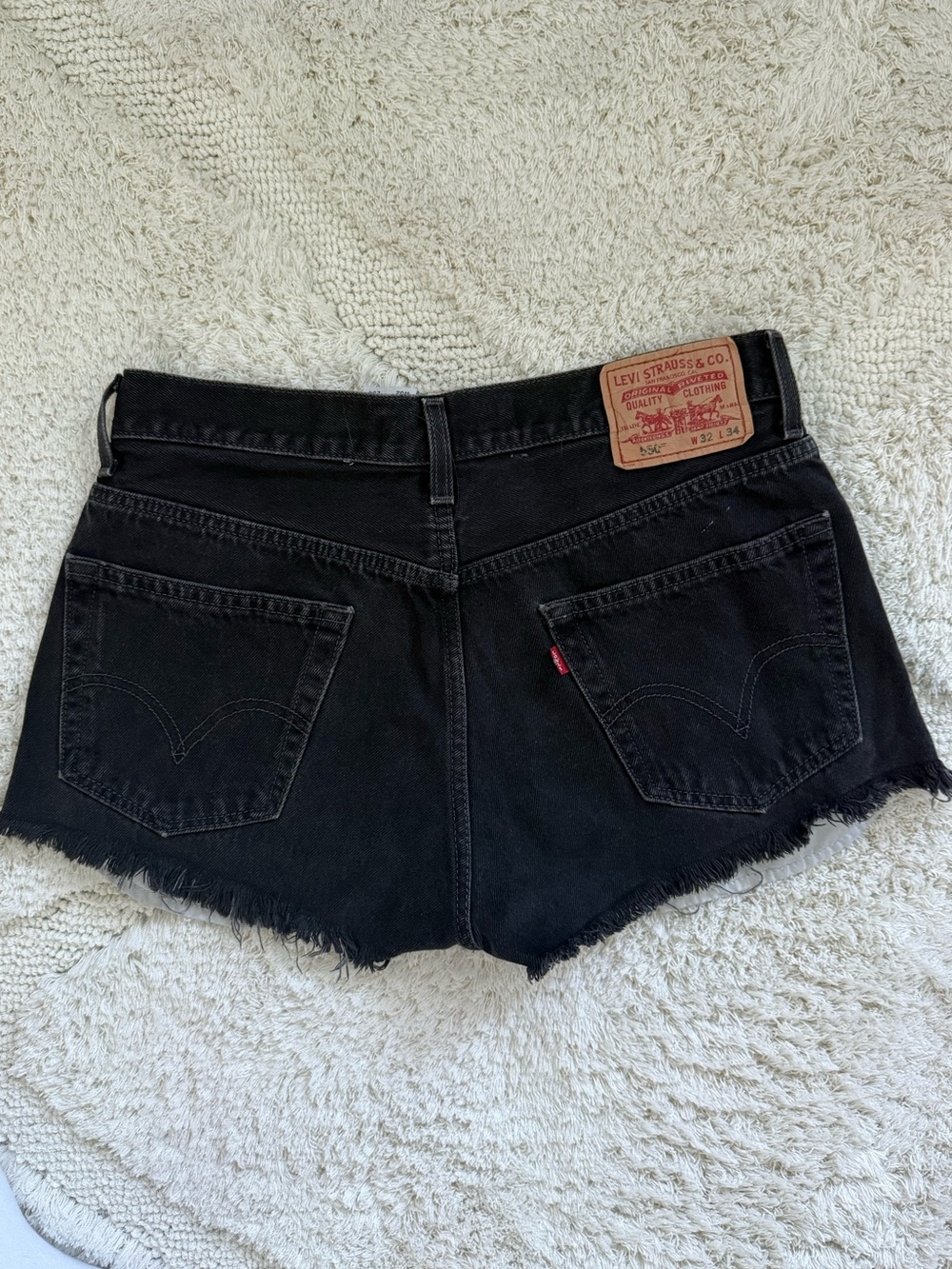 Levi's Black Frayed High-Rise Denim Cutoff Shorts